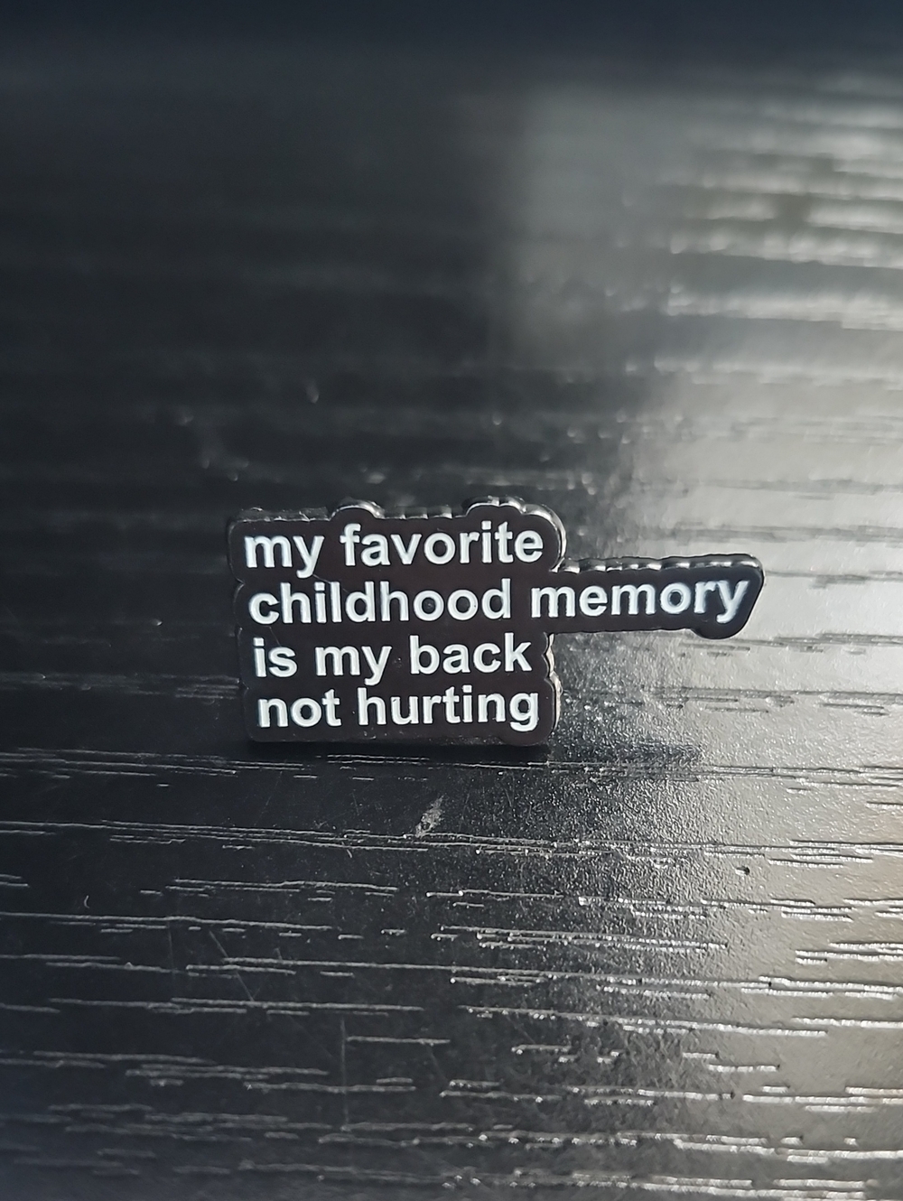 Black Enamel Kids Pin - 'My Favorite Childhood Memory'